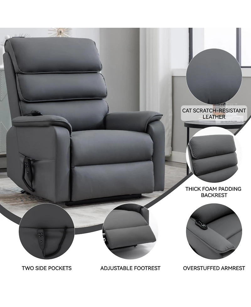 Casainc Dual Motor Infinite Position Up to 350 Lbs Power Lift Recliner Chair with Power-Remote, Heat Massage and Heavy Duty Motion Mechanism