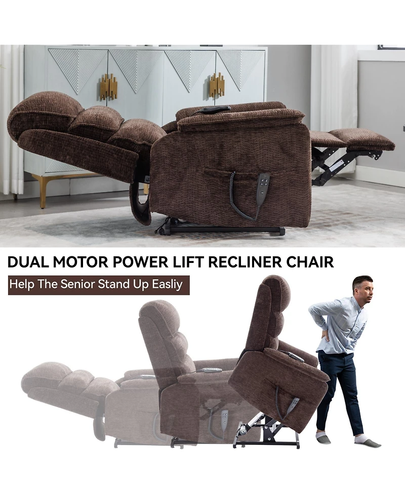 Casainc Dual Motor Infinite Position Up to 350 Lbs Power Lift Recliner Chair with Power-Remote, Heat Massage and Heavy Duty Motion Mechanism