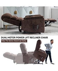 Casainc Dual Motor Infinite Position Up to 350 Lbs Power Lift Recliner Chair with Power-Remote, Heat Massage and Heavy Duty Motion Mechanism