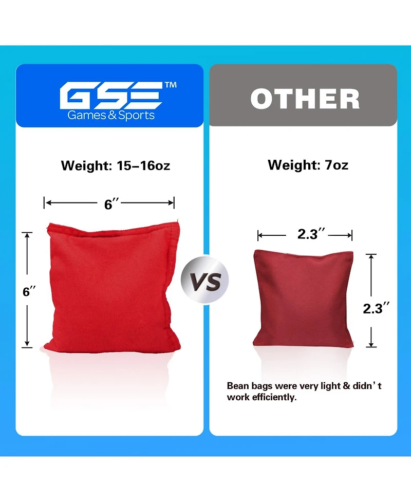 Set of 8 Premium Weather Resistant Regulation and Weight Cornhole Bean Bags.