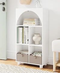 Sourcing Solutions Arched 23" Solid Wood 4 Cubby Entryway Shoe Rack Storage Organizer Cabinet
