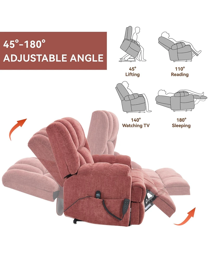 Dual Motor Heat Massage Power Lift Recliner Chair, Up to 350 lbs, Medium-Firm, Heavy-Duty with Power Remote
