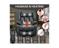 Casainc Dual Motor Infinite Position Up to 350 Lbs Electric Medium size Leatheraire Power Lift Recliner Chair with 8-Point Vibration Massage and Lumba