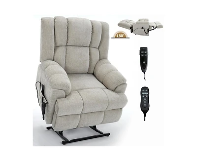 Dual Motor Heat Massage Power Lift Recliner Chair, Up to 350 lbs, Medium-Firm, Heavy-Duty with Remote