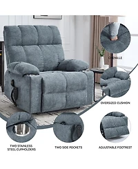 Dual Motor Infinite Position Up to 350 Lbs Chenille Power Lift Recliner Chair with 8-Point Vibration Massage and Lumbar Heating Cup Holders