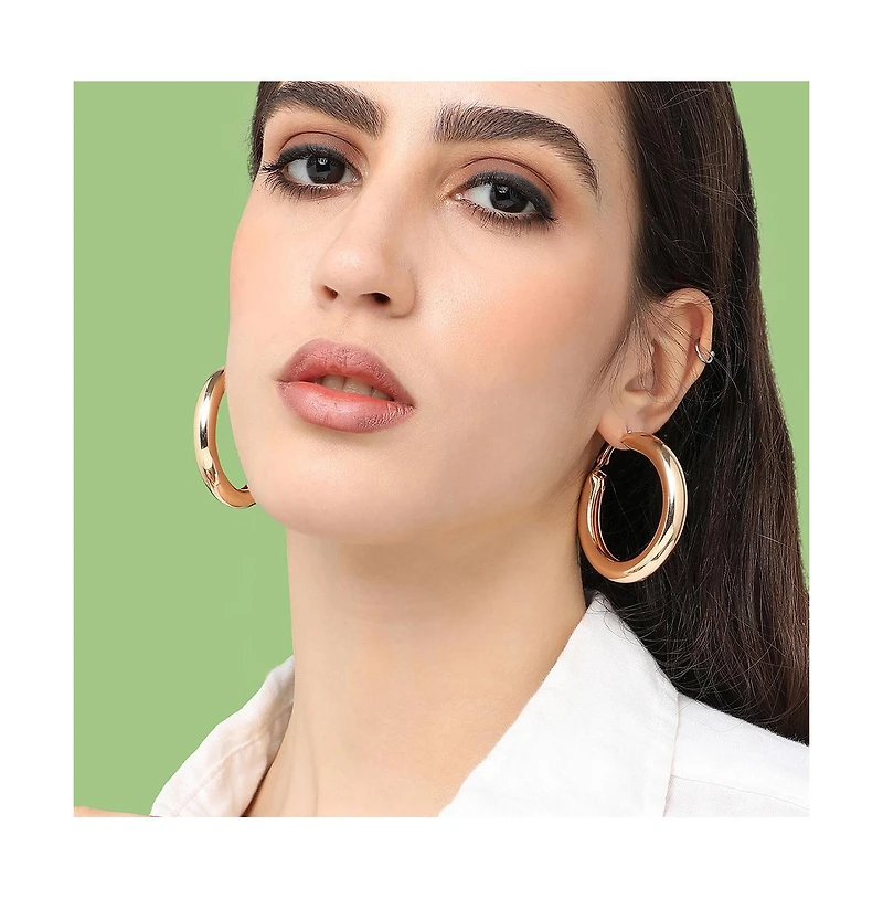 Sohi Women's Silver Chunky Hoop Earrings