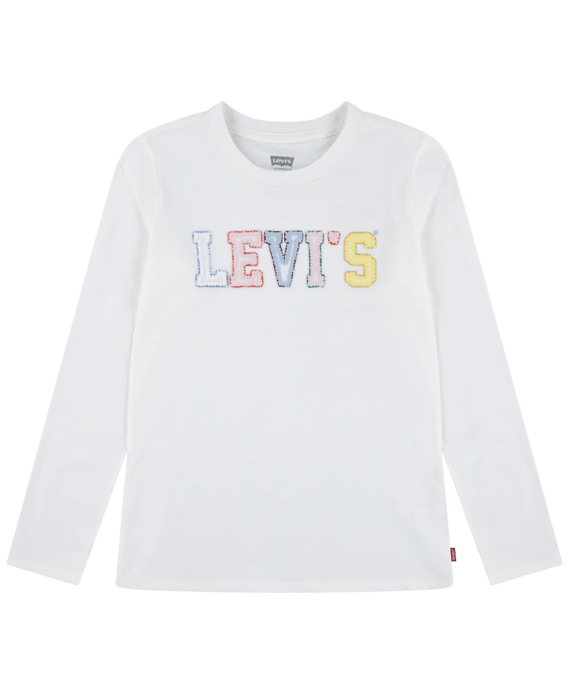 Levi's Toddler and Little Girls Crochet Logo Long Sleeve T-Shirt