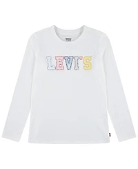 Levi's Toddler and Little Girls Crochet Logo Long Sleeve T-Shirt