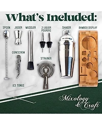 Bartender Kit 10-Piece Bar Tool Set with Bamboo Stand