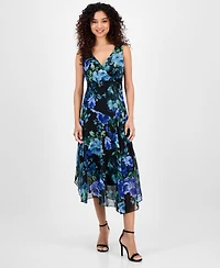 Connected Women's Handkerchief-Hem Floral-Print Dress