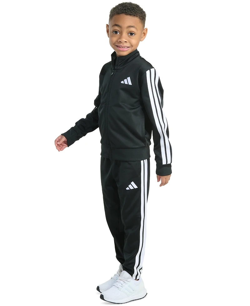 adidas Toddler & Little Boys Tricot Long-Sleeve Essential 3-Stripe Track Jacket Pants, 2 Piece Set