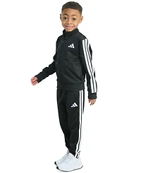 adidas Toddler & Little Boys Tricot Long-Sleeve Essential 3-Stripe Track Jacket Pants, 2 Piece Set
