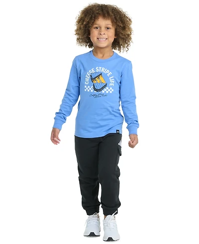 adidas Toddler & Little Boys Long-Sleeve Graphic T-Shirt Elastic-Waistband Cargo Jogger Pants, 2 Piece Set