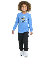 adidas Toddler & Little Boys Long-Sleeve Graphic T-Shirt Elastic-Waistband Cargo Jogger Pants, 2 Piece Set