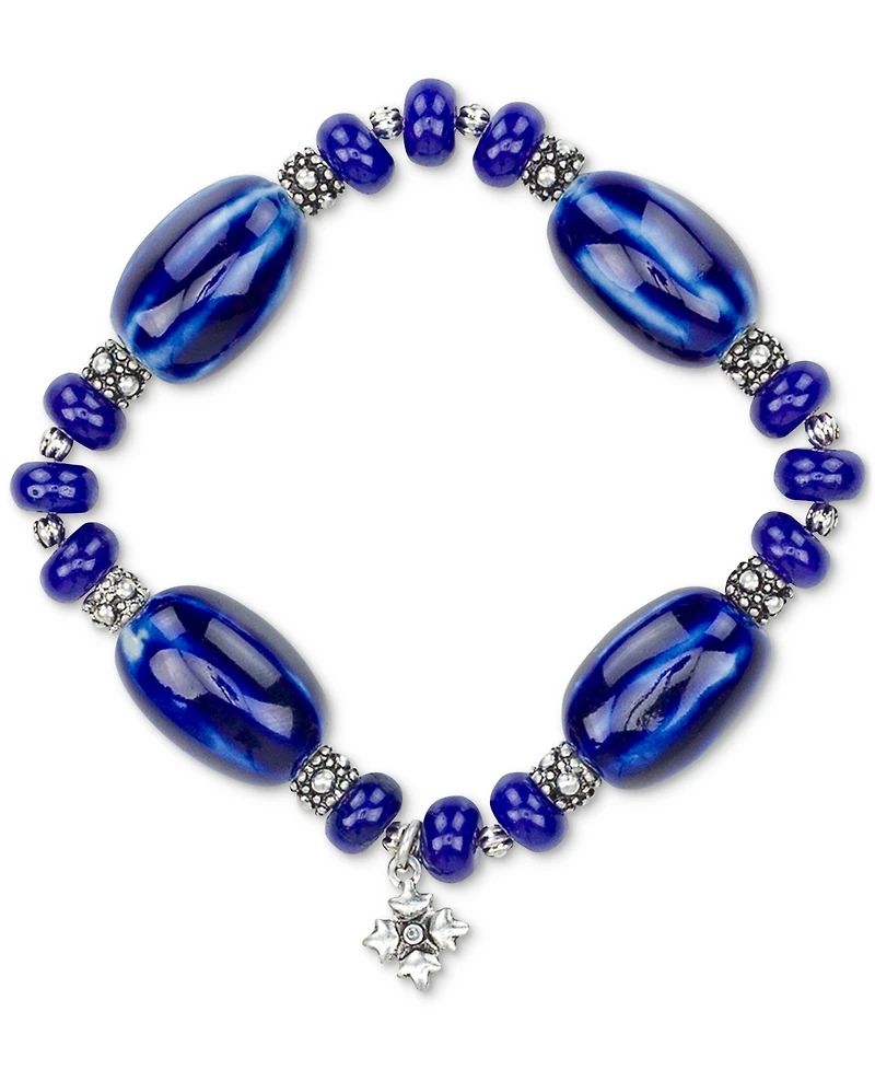 Patricia Nash Blue Textured Ceramic Stretch Bracelet