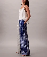 Calvin Klein Women's Printed Twill Wide-Leg Pants