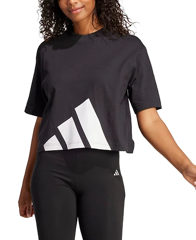 adidas Women's Cotton Logo Boxy Short-Sleeve T-Shirt