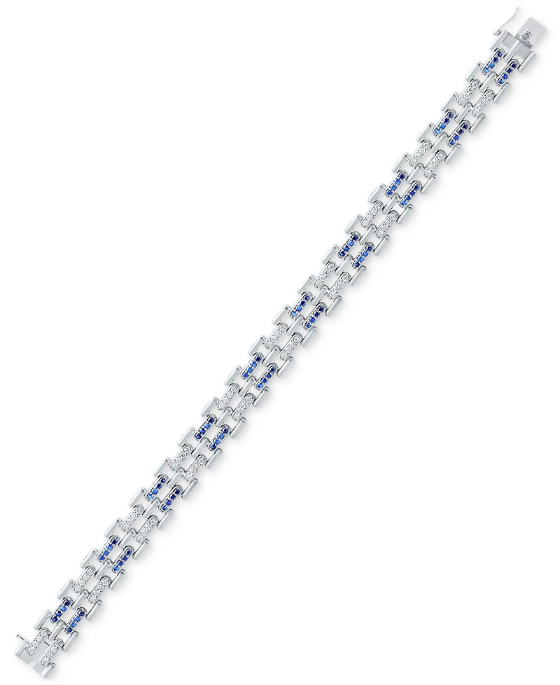 Men's Sapphire (1-3/4 ct. t.w.) & Diamond (1-1/2 ct. t.w.) Link Bracelet in Sterling Silver