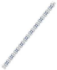 Men's Sapphire (1-3/4 ct. t.w.) & Diamond (1-1/2 ct. t.w.) Link Bracelet in Sterling Silver