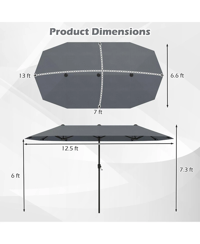 Gymax 13 Ft Double-sided Patio Umbrella Outdoor Large Twin