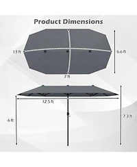 Gymax 13 Ft Double-sided Patio Umbrella Outdoor Large Twin