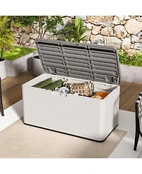 110 Gal. Resin Outdoor Storage Cabinet,Garden Tool Box with Lockable Lid in White
