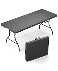 Sugift 6ft Rectangular Folding Table Fold-in-Half Long Party Table Collapsible Portable Table
