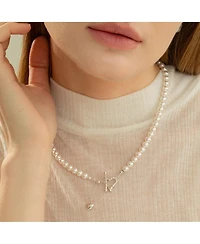 Bearfruit Jewelry Sterling Silver Amelie Simulated Pearl Heart Dangle Necklace