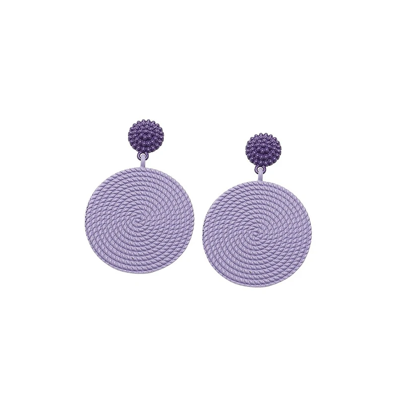 Sohi Women's Purple Circular Rope Drop Earrings