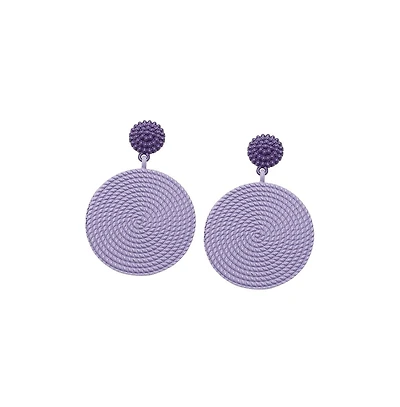 Sohi Women's Purple Circular Rope Drop Earrings