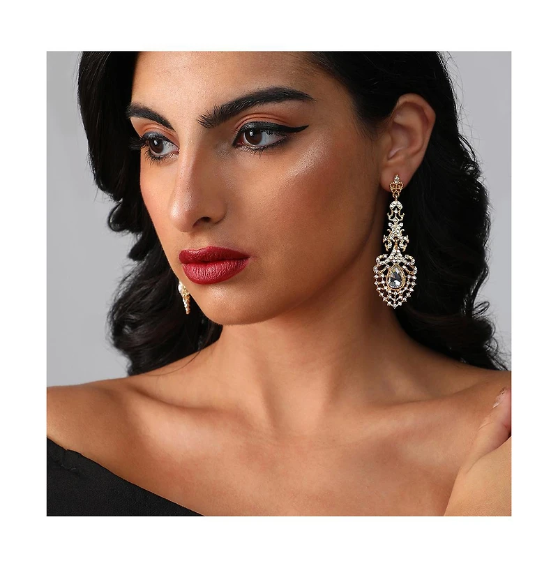 Sohi Women's Silver Dazzling Drop Earrings