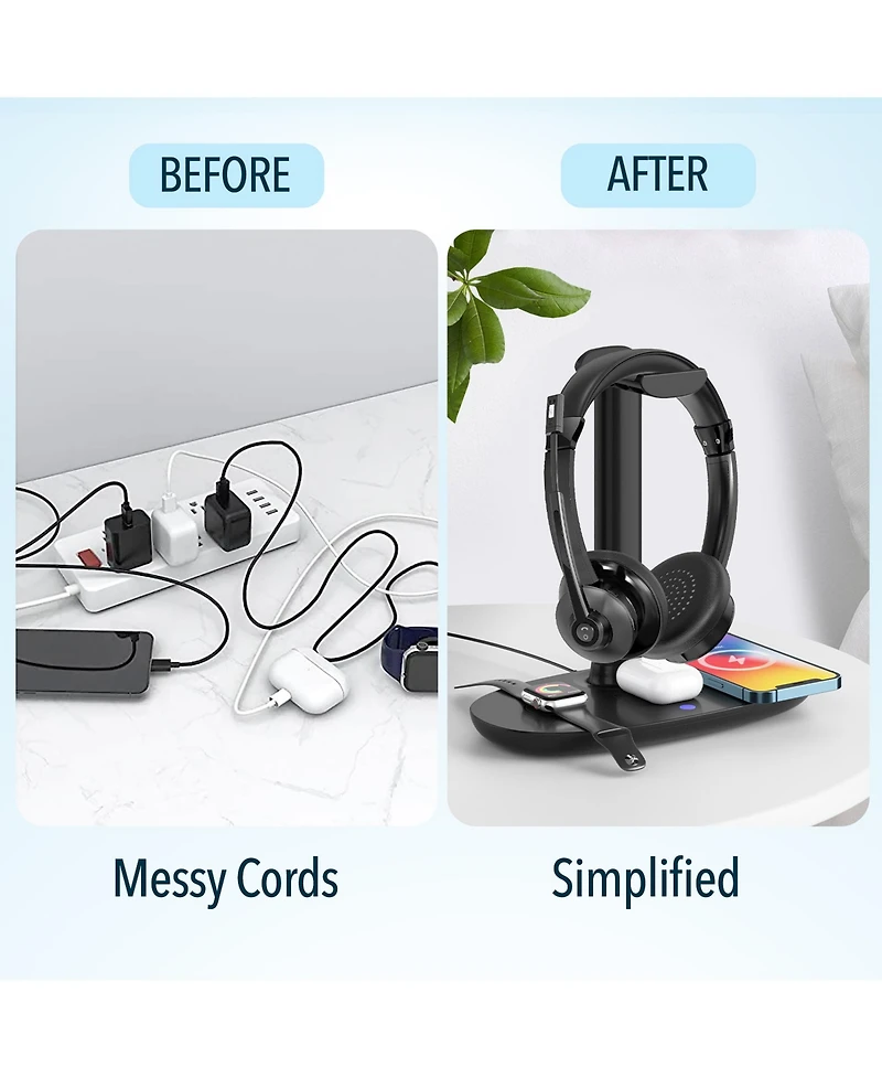 Delton 30X Bluetooth Headset & 3-in-1 Wireless Charging Station (DHSWC130XD)