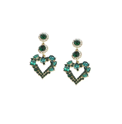 Sohi Women's Gold Heart Drop Earrings