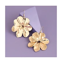 Sohi Women's Gold Metallic Flora Drop Earrings
