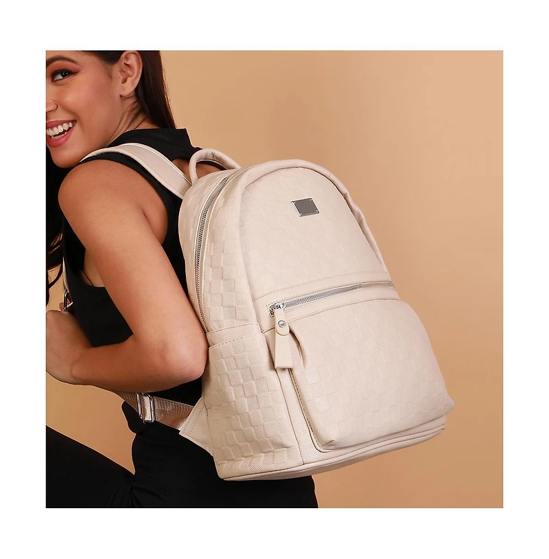 Women's The Checkered Curve Backpack - Ivory White