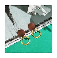 Sohi Women's Red Colourblock Circular Earrings