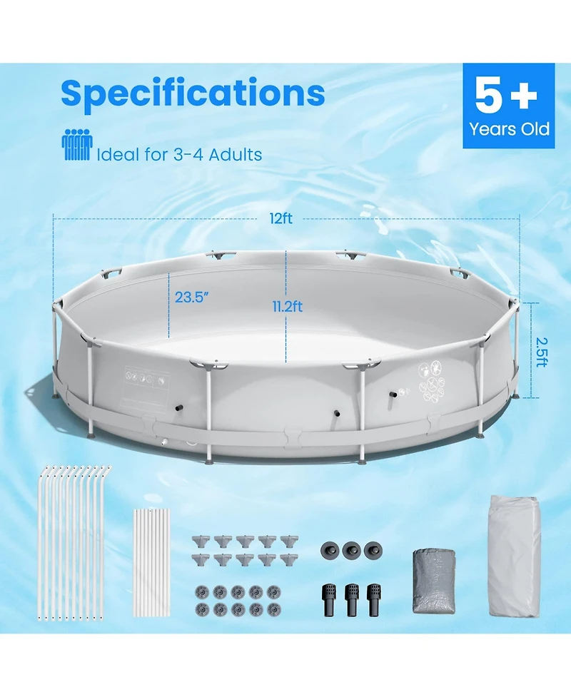 Mecale Round Above Ground Swimming Pool With Pool Cover