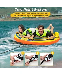 Mecale 1 or 2 Person Inflatable Towable Tube for Boating with Quick Connector
