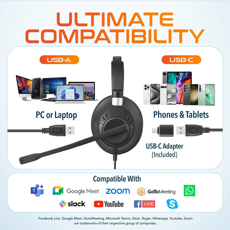 Delton 40Y Usb/Usb-c Mono Headset with Noise Canceling Mic (DWH40YAC)