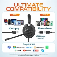 Delton 40Y Usb/Usb-c Mono Headset with Noise Canceling Mic (DWH40YAC)
