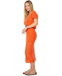 Roxy Juniors' Sea Swirl Crochet Cotton Top