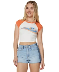 Roxy Juniors' Wave Stripe Cropped T-Shirt
