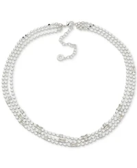 Anne Klein Silver-Tone Multi Row Cubic Zirconia Chain Baguette Necklace, 19-1/2" + 3" extender