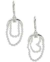 Anne Klein Silver-Tone Double Flat Chain Cubic Zirconia Drop Earrings