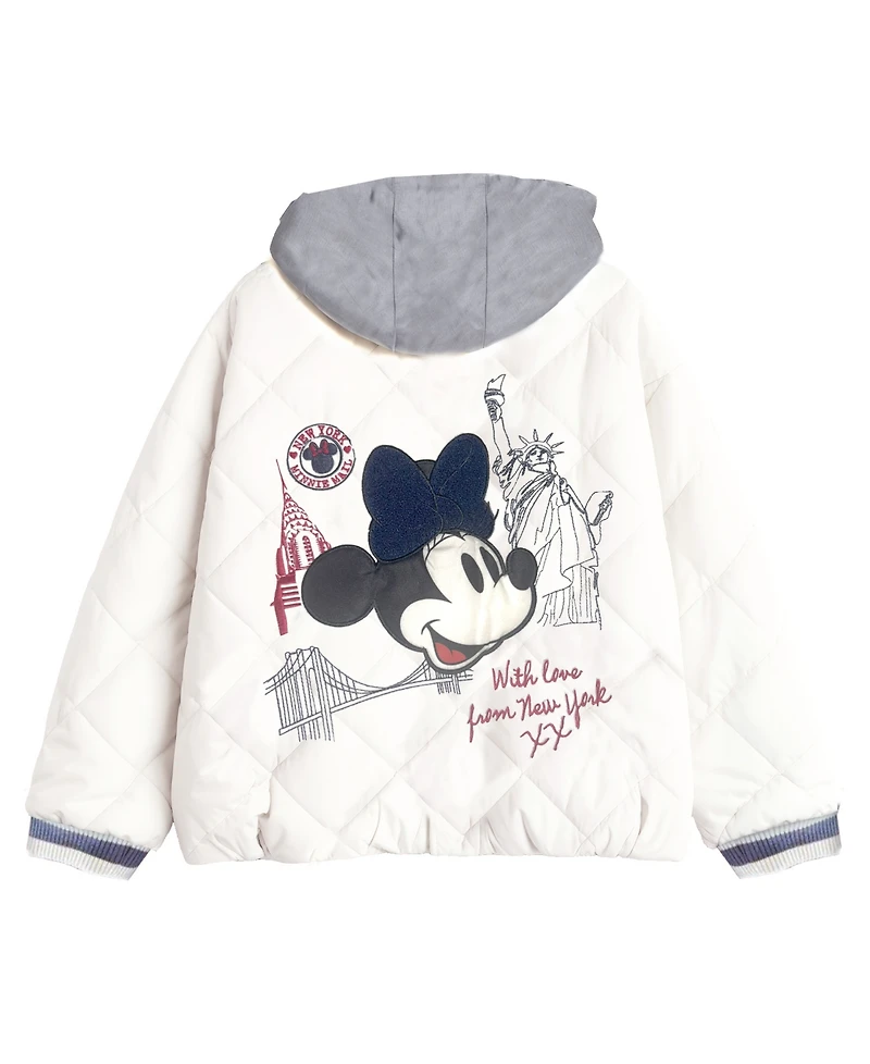 Disney Toddler and Little Girls Minnie New York Quilted Bomber Jacket