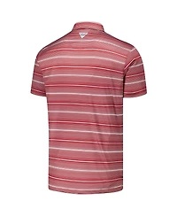 Columbia Men's Crimson Oklahoma Sooners Pfg Super Terminal Tackle Omni-Shade Stripe Polo Shirt