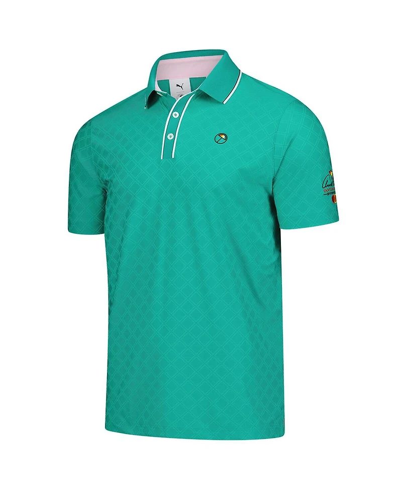 Puma Men's Green Arnold Palmer Invitational Tipped Jacquard Polo Shirt