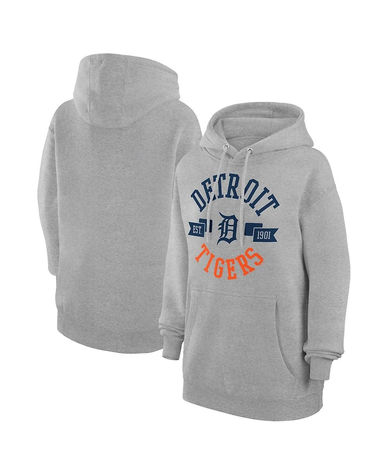 G-iii 4Her by Carl Banks Women's Heather Gray Detroit Tigers City Graphic Pullover Hoodie