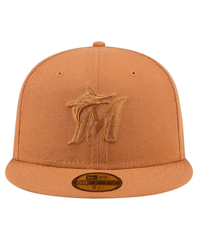 New Era Men's Brown Miami Marlins Color Pack 59FIFTY Fitted Hat