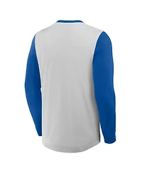 Fanatics Men's Gray/Royal Chicago Cubs Clubhouse Long Sleeve Henley Shirt